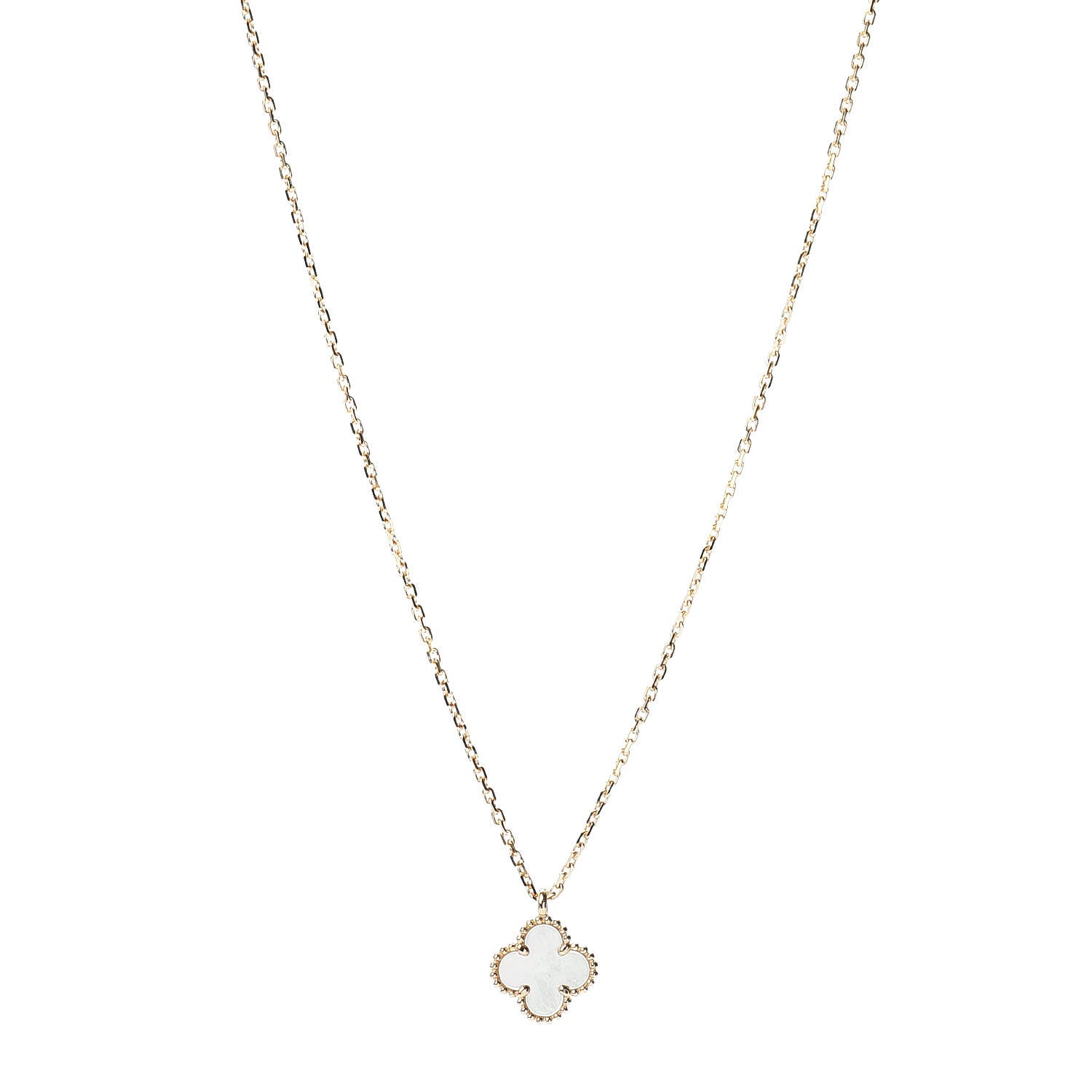 Van Cleef & Arpels 18K Yellow Gold Mother of Pearl Sweet Alhambra Pendant Necklace 1 of 5