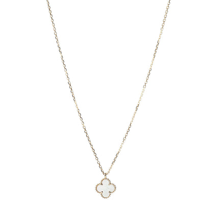 Van Cleef & Arpels 18K Yellow Gold Mother of Pearl Sweet Alhambra Pendant Necklace 1 of 5