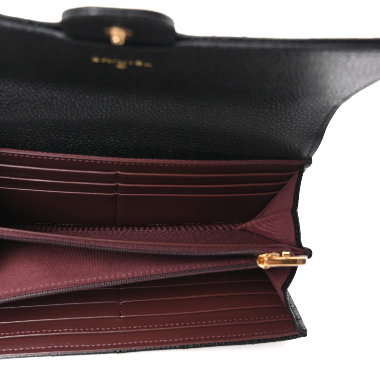 Caviar Quilted Large Gusset Flap Wallet Black