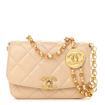 Chanel Lambskin Quilted Small CC Coin Flap Bag Beige 1 of 10