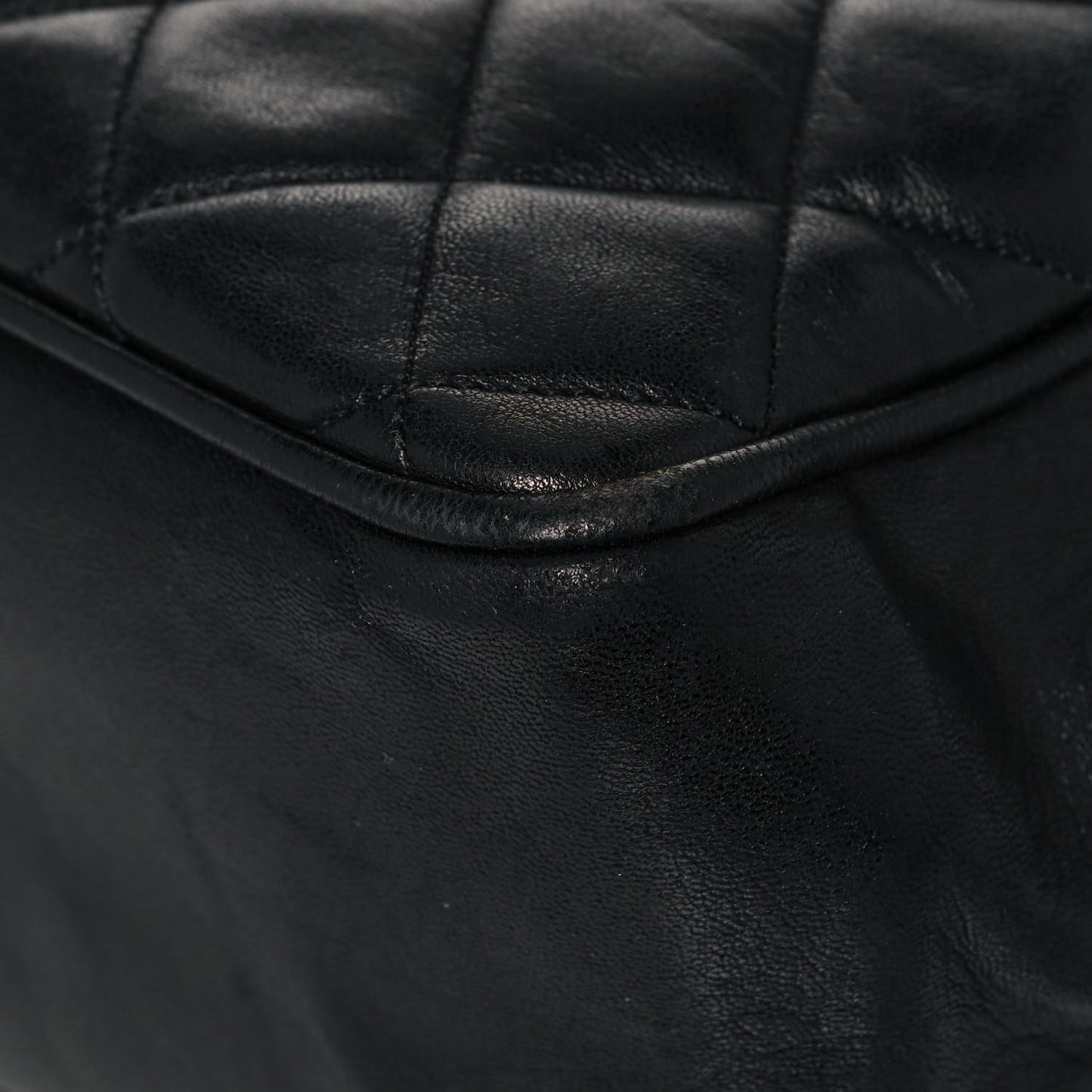 Lambskin Quilted Shopping Tote Black