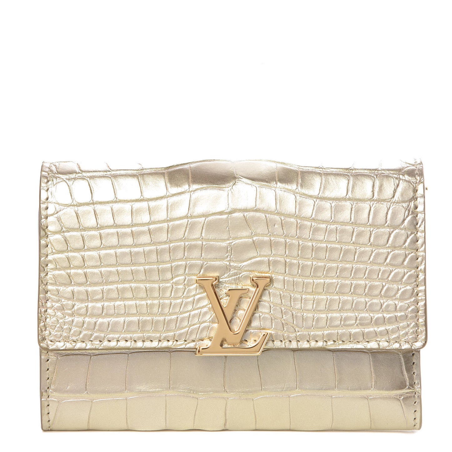 Crocodile Capucines Compact Wallet Light Gold