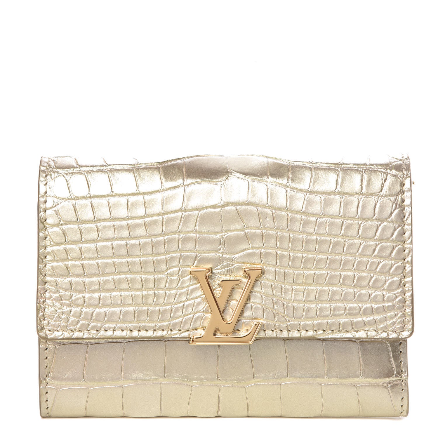 Louis Vuitton Crocodile Capucines Compact Wallet Light Gold 1 of 7