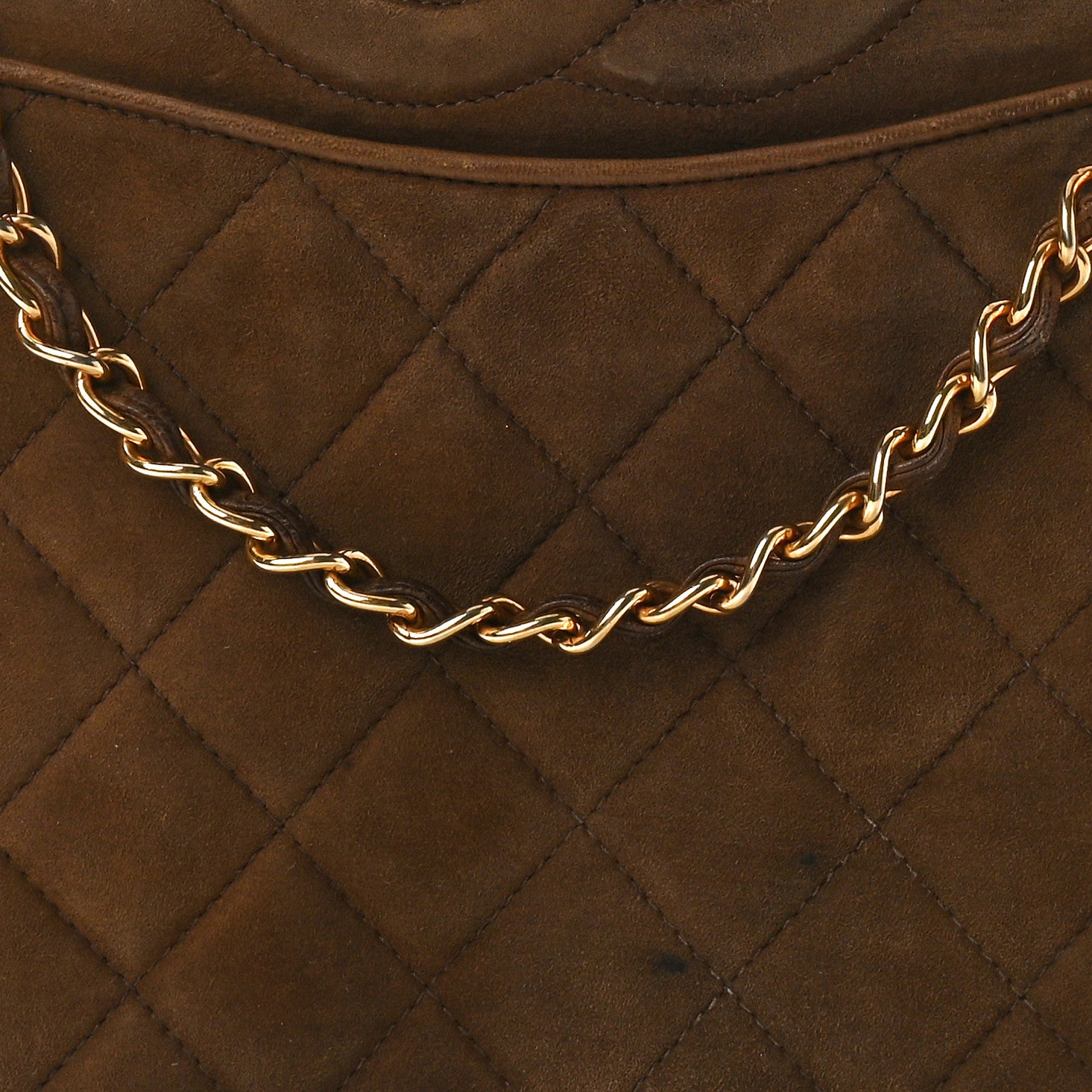 Chanel Suede Quilted CC Shoulder Bag Brown 8 of 15