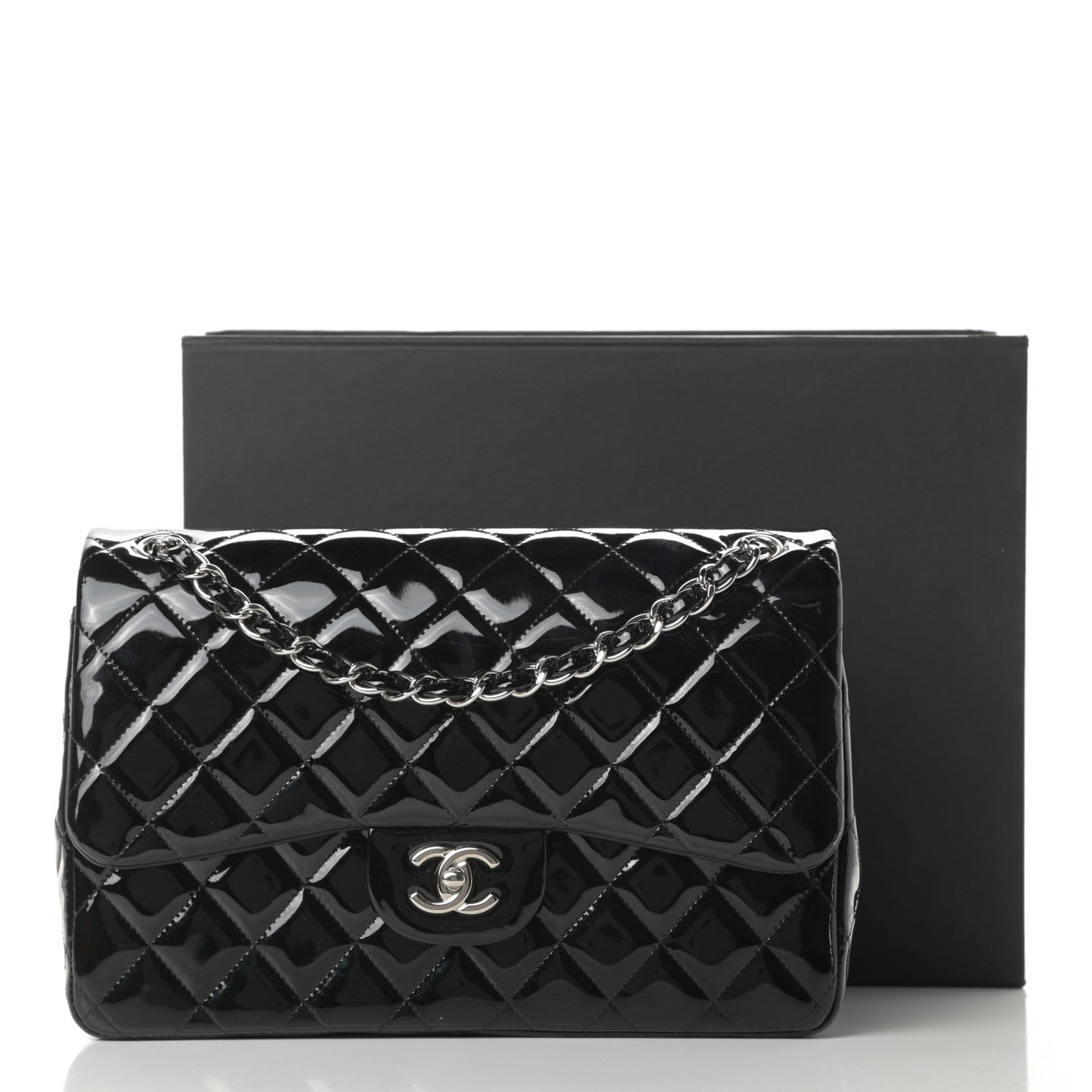 Chanel Patent Quilted Jumbo Double Flap Black 13 of 13