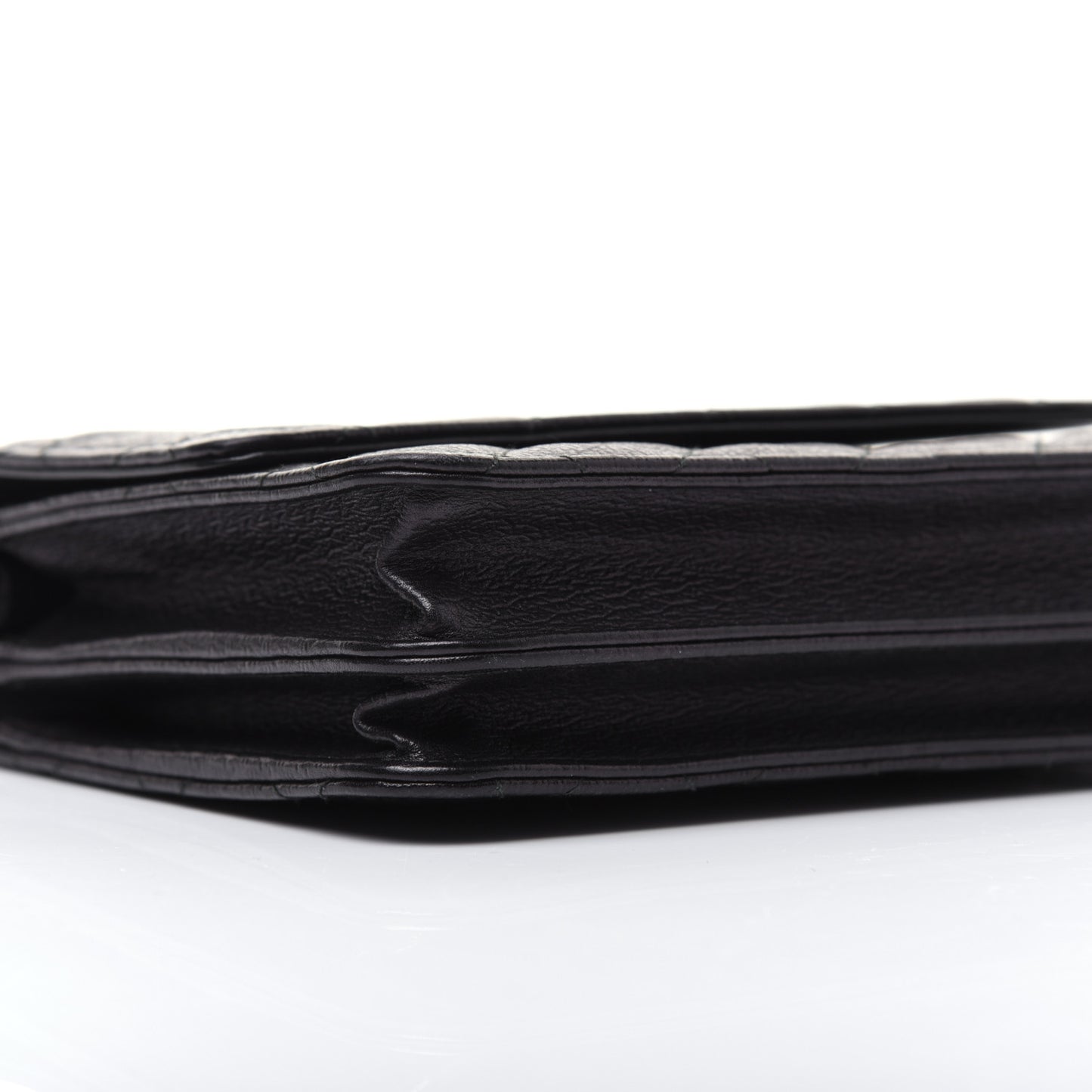 Letter Calfskin Embossed Quilted Square Wallet On Chain WOC Black