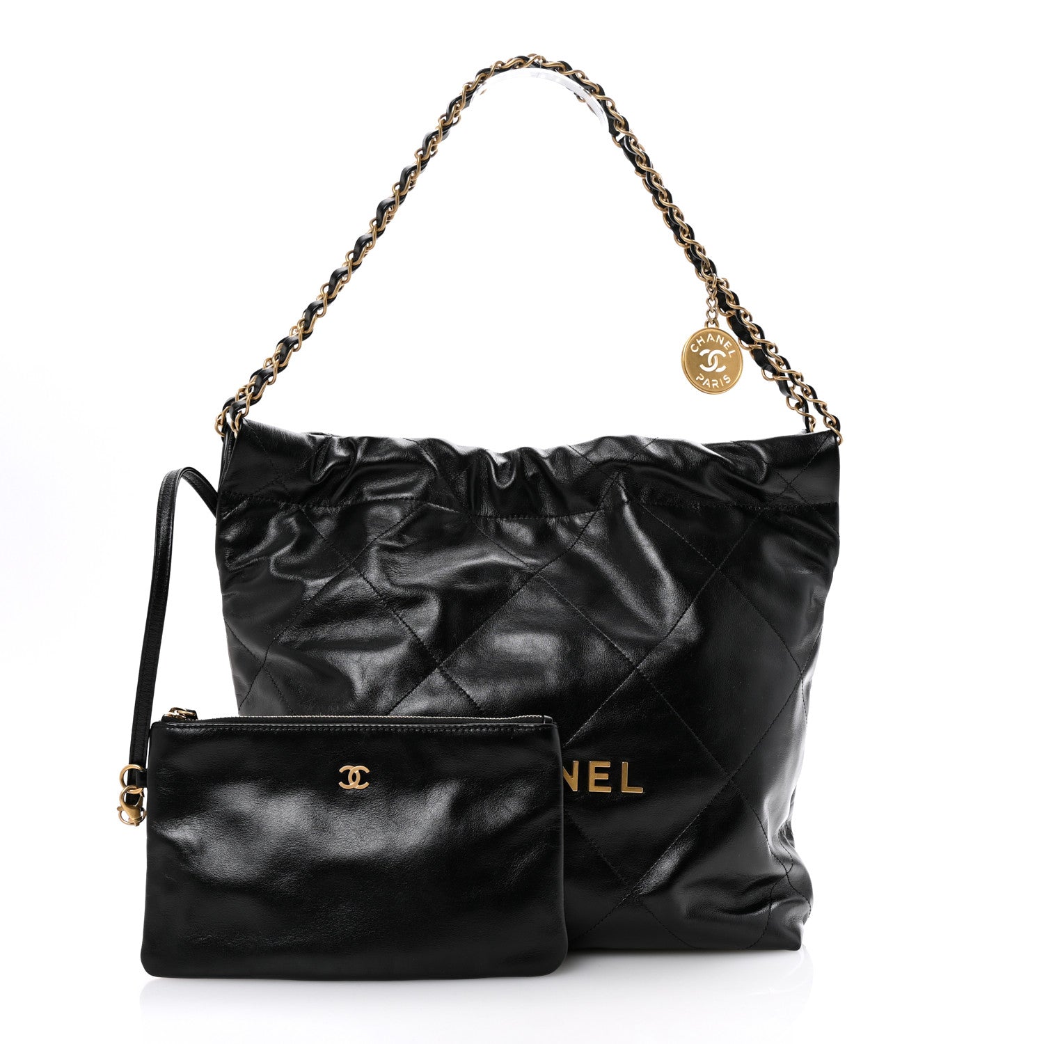 Chanel Shiny Calfskin Quilted Small Chanel 22 Black 3 of 11