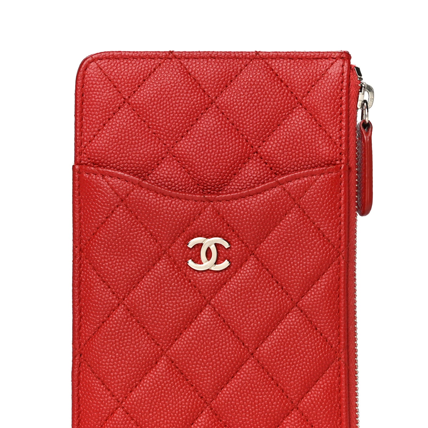 Chanel Caviar Quilted Classic Flat Wallet Pouch Red 7 of 12