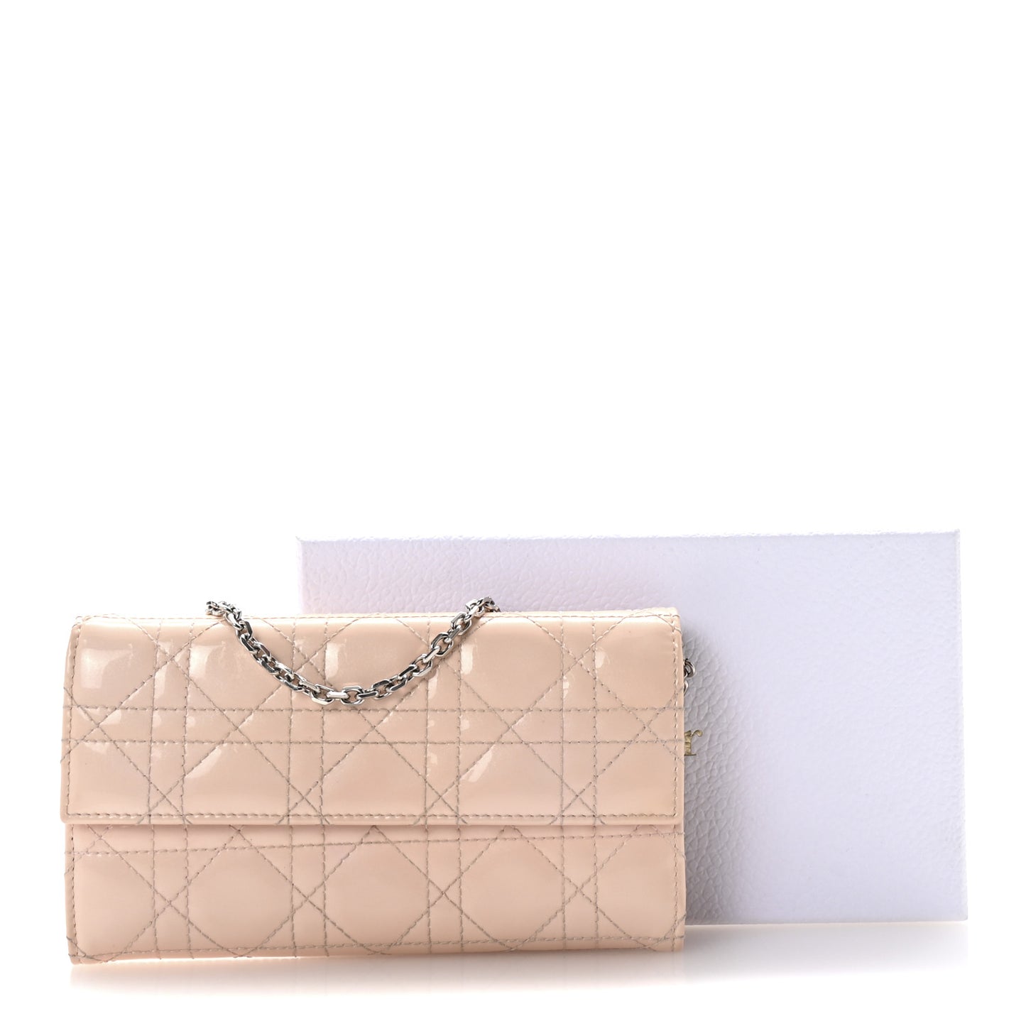 Patent Cannage Lady Dior Rendezvous Wallet On Chain Light Pink