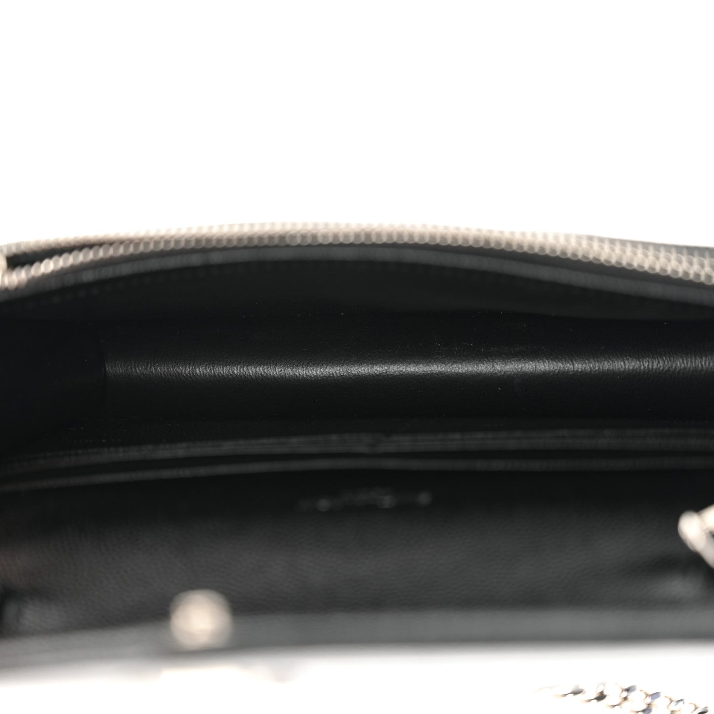 Grain De Poudre Matelasse Chevron Monogram Envelope Chain Wallet Black