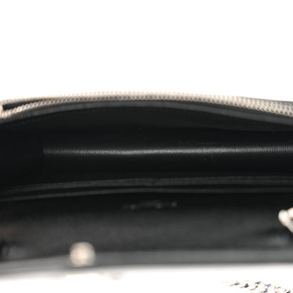 Saint Laurent Grain De Poudre Matelasse Chevron Monogram Envelope Chain Wallet Black 5 of 11