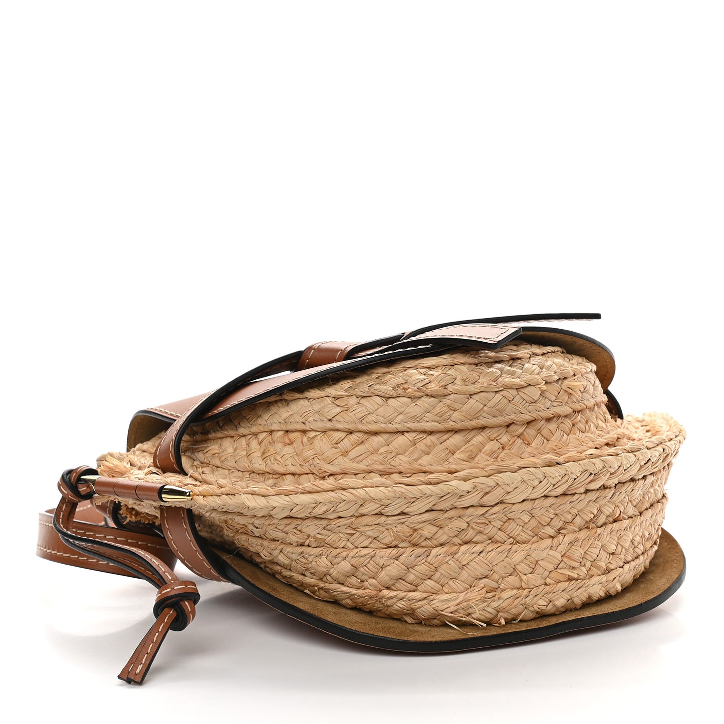 Calfskin Raffia Small Gate Crossbody Bag Natural Tan
