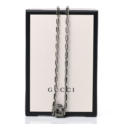 Gucci Sterling Silver Rock Crystal Textured G-Cube Pendant Necklace 6 of 6