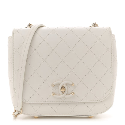 Chanel Calfskin Stitched Small Covered CC Flap Bag White 1 of 13