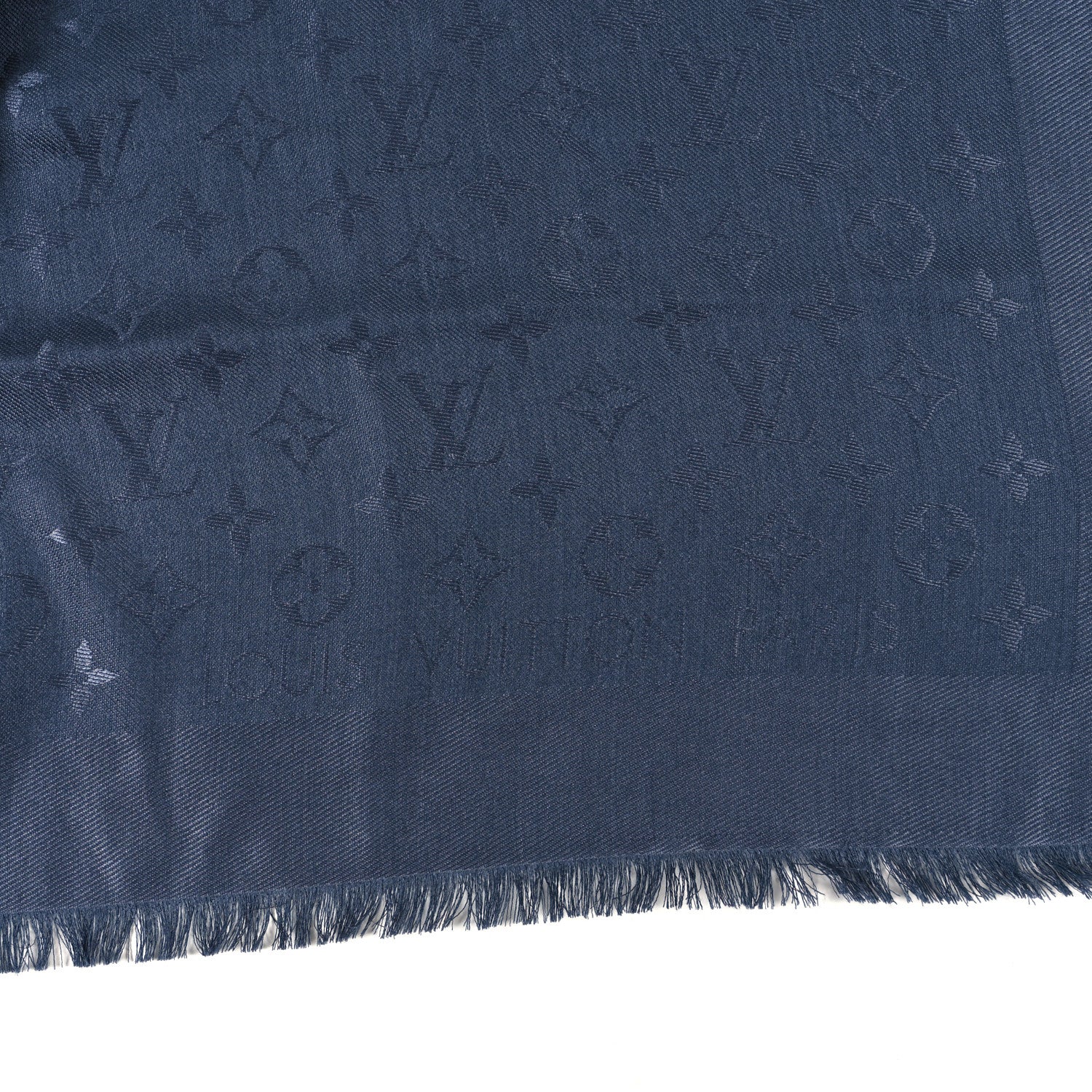Louis Vuitton Monogram Silk Wool Shine Shawl Night Blue 2 of 6