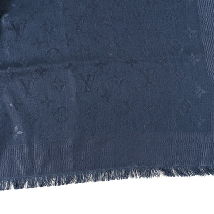 Louis Vuitton Monogram Silk Wool Shine Shawl Night Blue 2 of 6