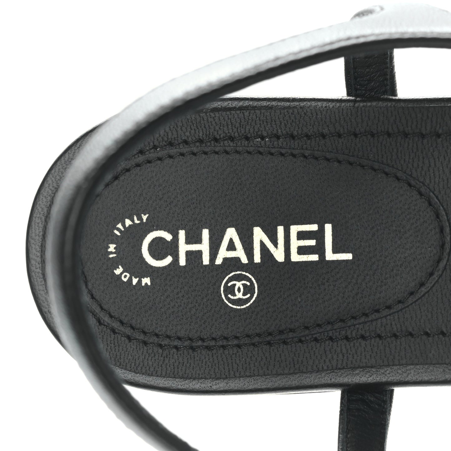 Lambskin Pearl Crystal CC Thong Sandals 37.5 Black