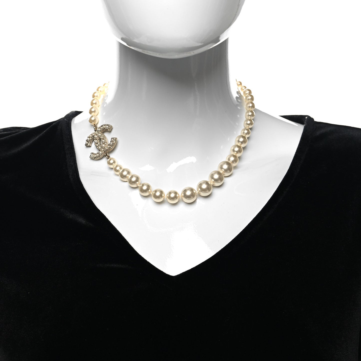 Pearl CC 100th Anniversary Necklace Light Gold