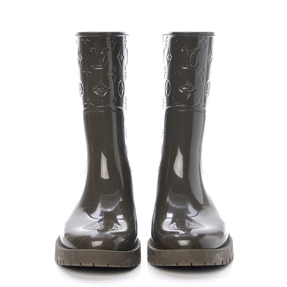 Louis Vuitton Rubber Embossed Monogram Drops Flat Half Boots 40 Kaki 2 of 14