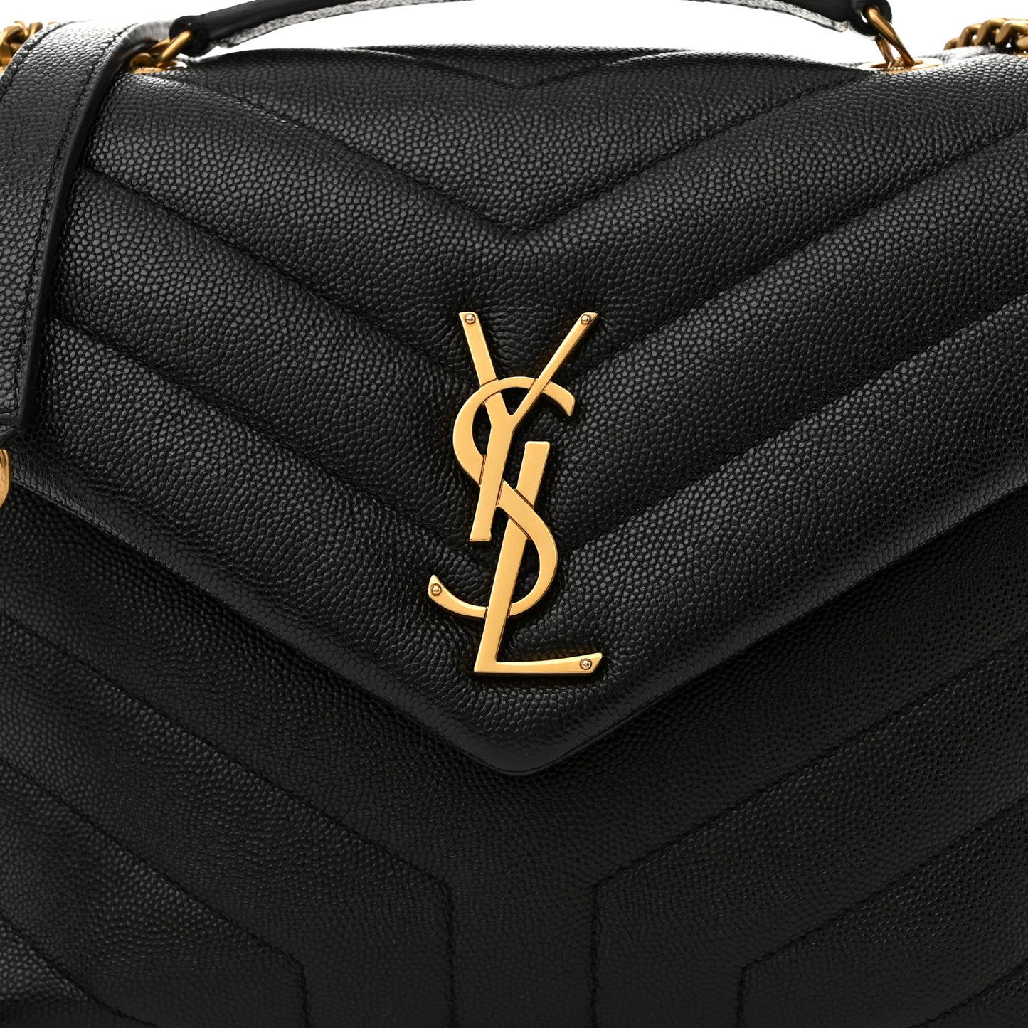 Grain de Poudre Calfskin Y Quilted Monogram Small Loulou Chain Satchel Black