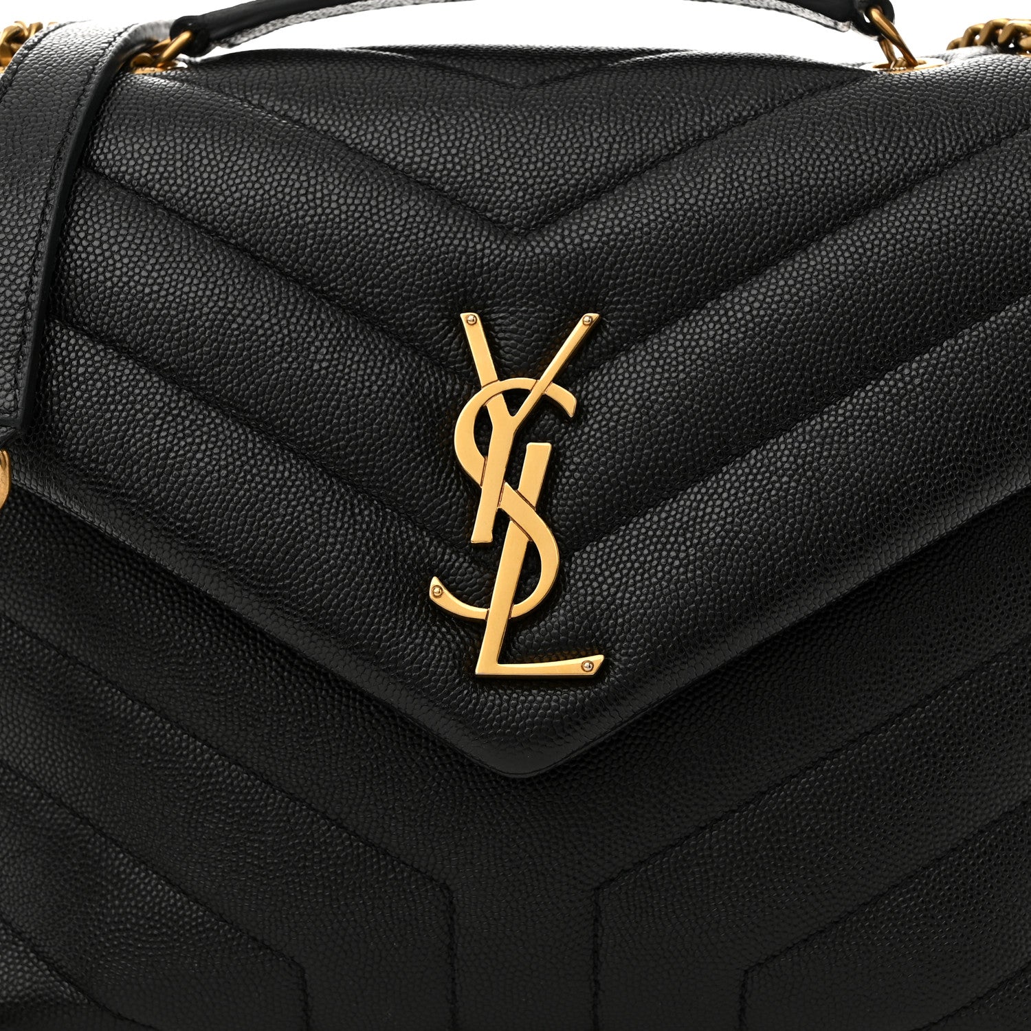 Saint Laurent Grain de Poudre Calfskin Y Quilted Monogram Small Loulou Chain Satchel Black 9 of 11