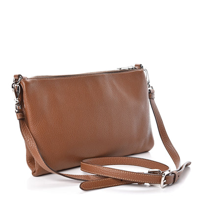 Prada Vitello Daino Zippered Crossbody Bag Brandy 3 of 9