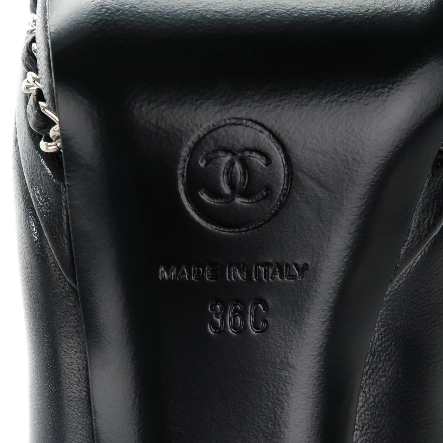 Calfskin Platform Chain Pumps 36 Black