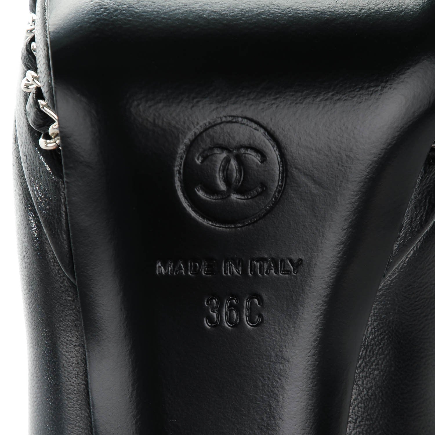 Chanel Calfskin Platform Chain Pumps 36 Black 6 of 8