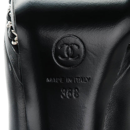 Chanel Calfskin Platform Chain Pumps 36 Black 6 of 8