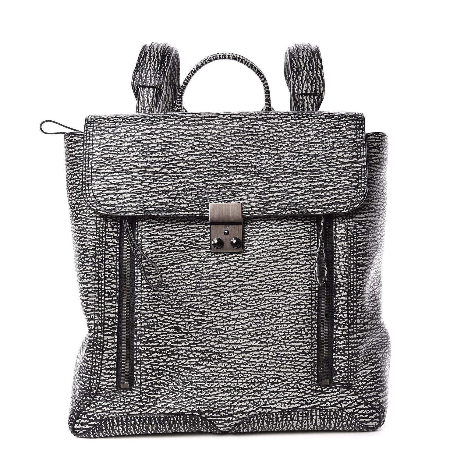 3.1 Phillip Lim 3.1 Textured Calfskin Pashli Backpack Black Cream 1 of 13