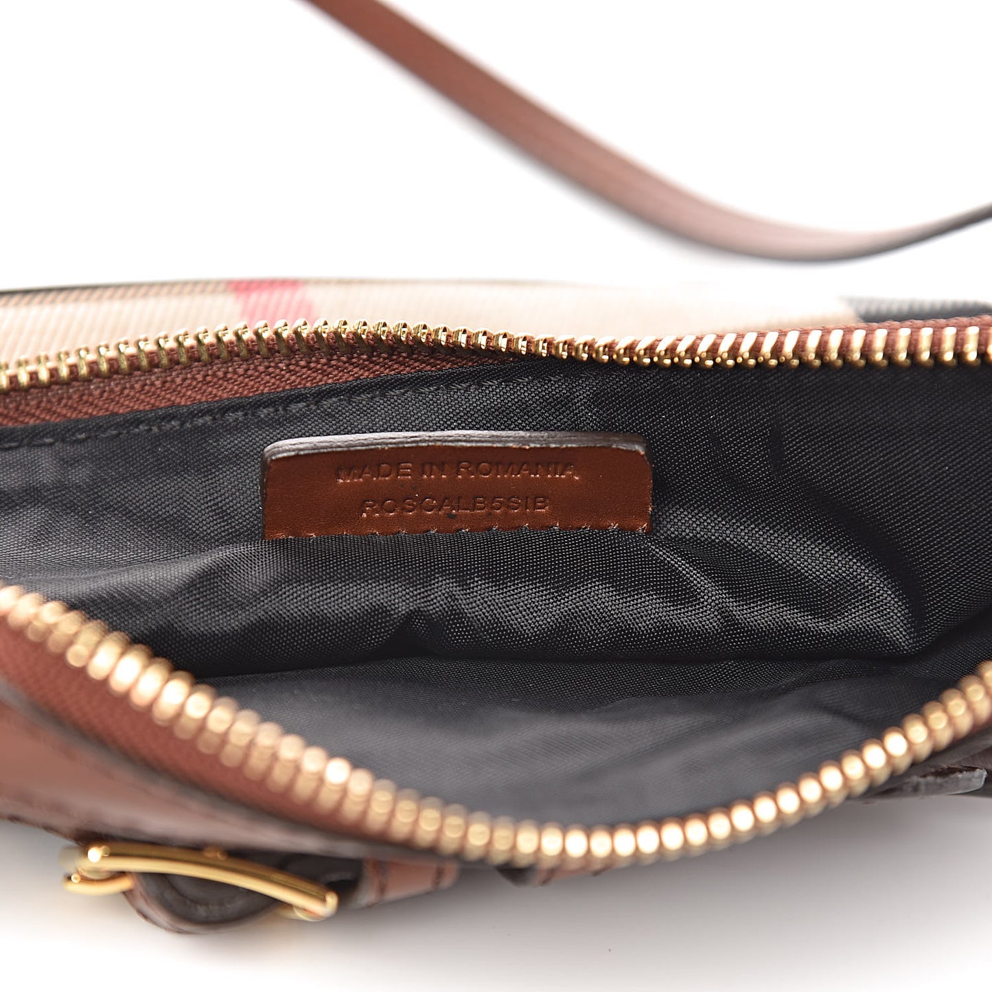 House Check Bridle Calfskin Peyton Crossbody Tan