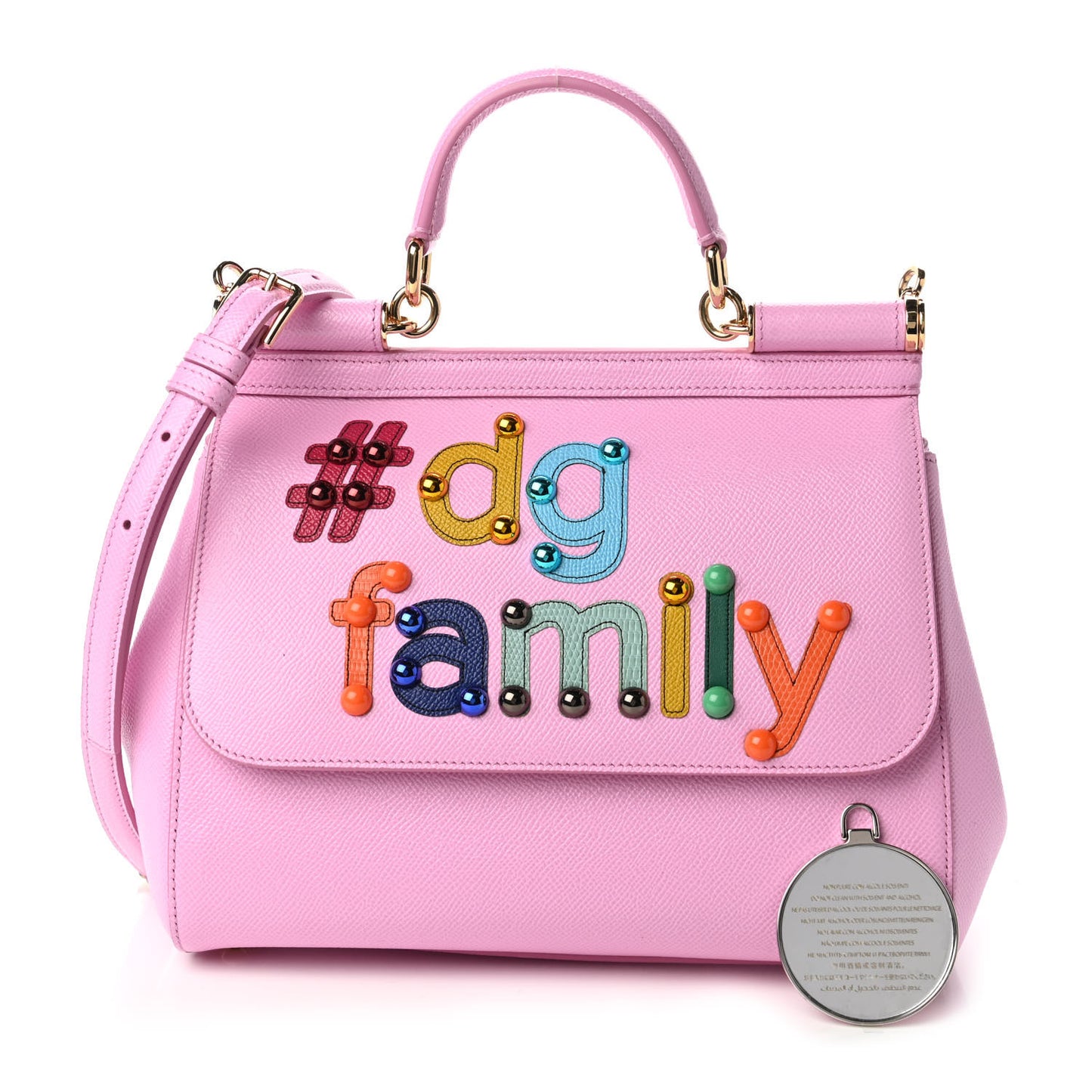 Dauphine Medium DG Family Patch Miss Sicily Satchel Rosa Chiaro