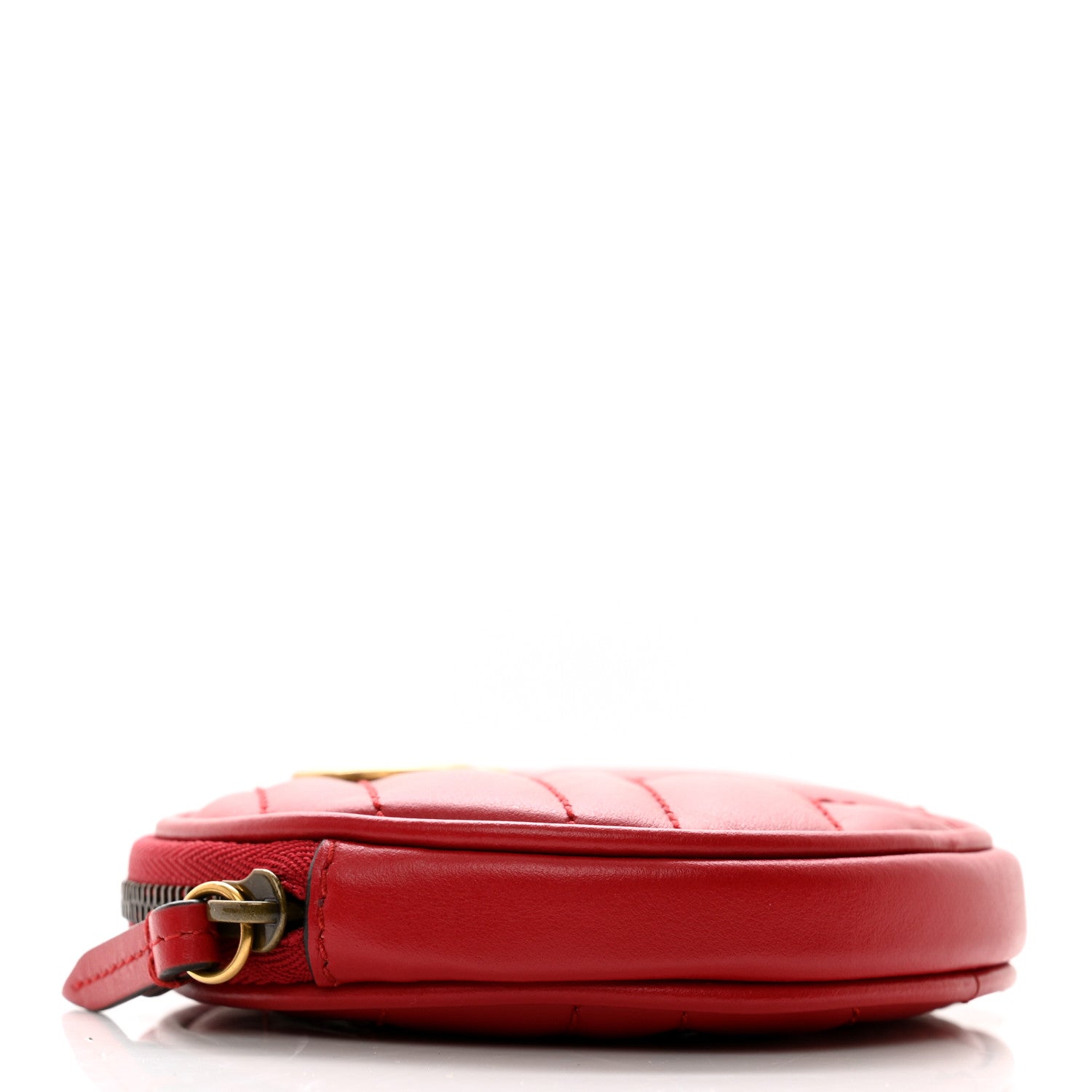 Gucci Calfskin Matelasse GG Marmont Round Coin Purse Hibiscus Red 4 of 9