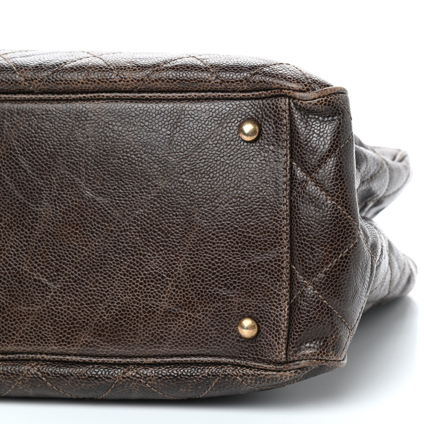 Glazed Caviar Quilted Small Shiva Tote Dark Brown