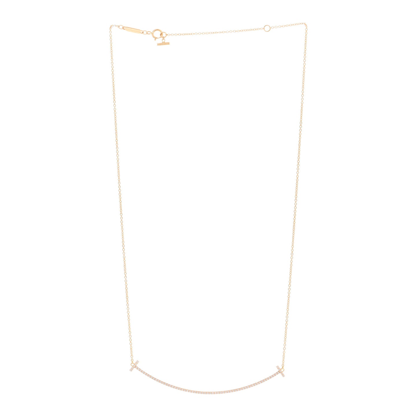 18K Rose Gold Diamond Large T Smile Pendant Necklace