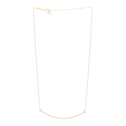 Tiffany 18K Rose Gold Diamond Large T Smile Pendant Necklace 3 of 5