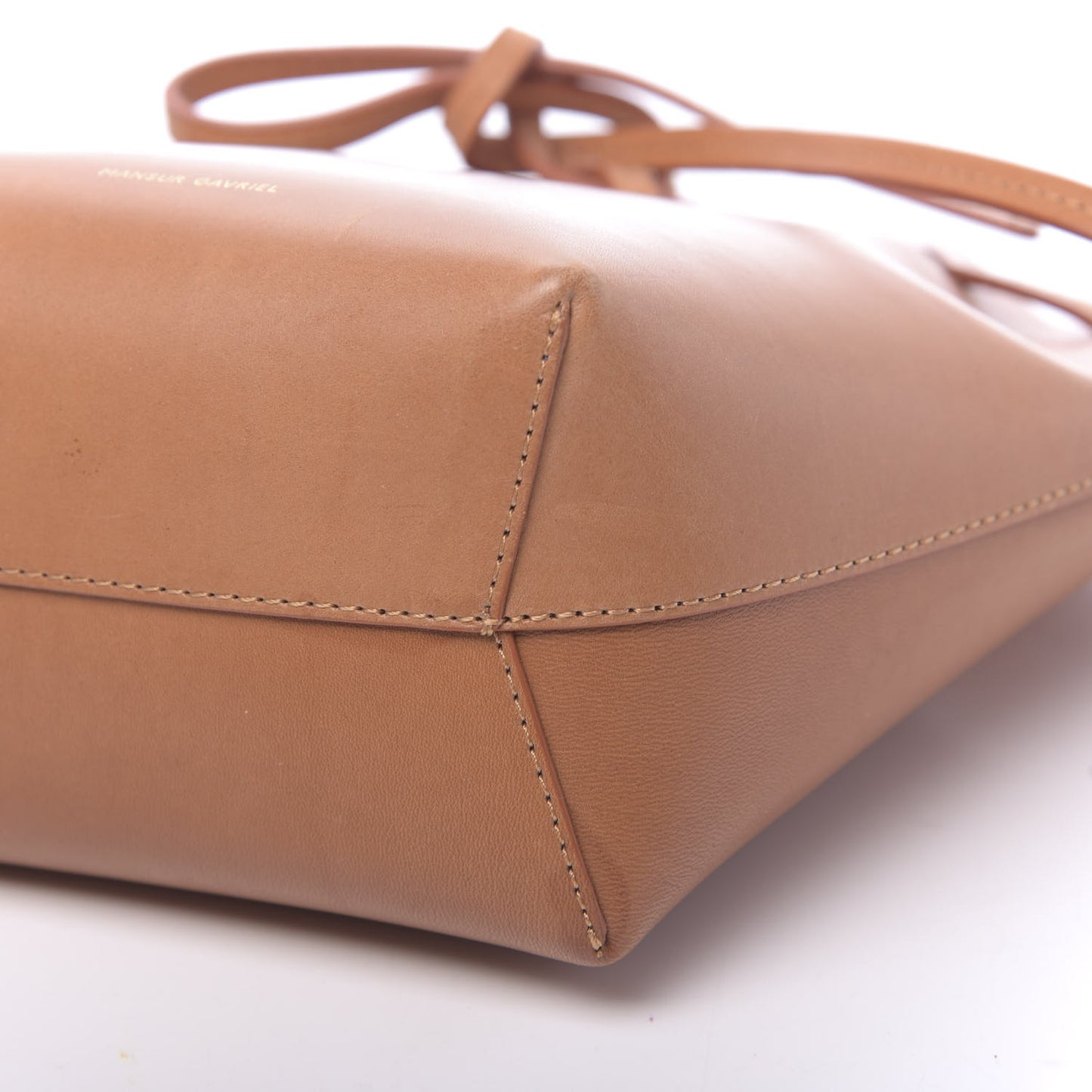 Vegetable Tanned Calfskin Mini Bucket Bag Cammello Azzurro