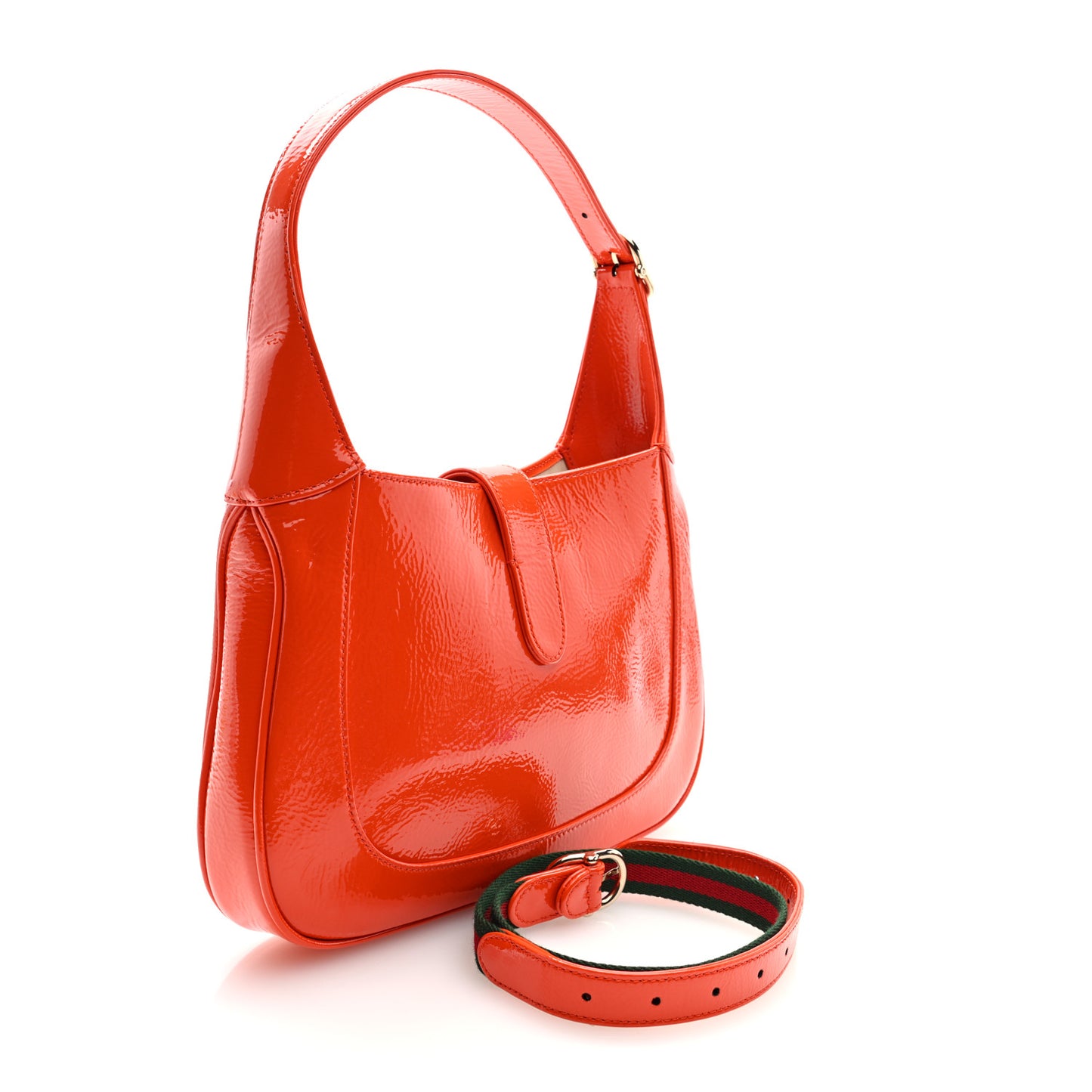 Patent Calfskin Small Jackie Shoulder Bag Orange