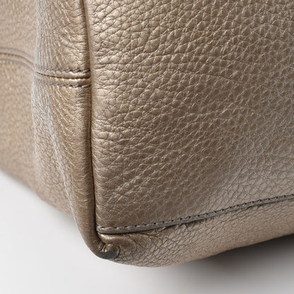 Gucci Metallic Pebbled Calfskin Medium Soho Chain Shoulder Bag Golden Beige 13 of 16