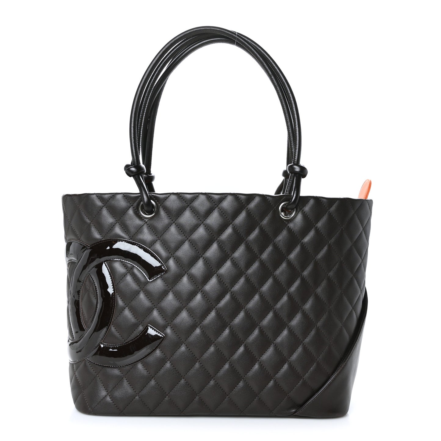 Calfskin Quilted Large Cambon Tote Brown