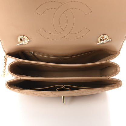 Chanel Lambskin Chevron Quilted Medium Trendy CC Dual Handle Flap Bag Beige 5 of 10