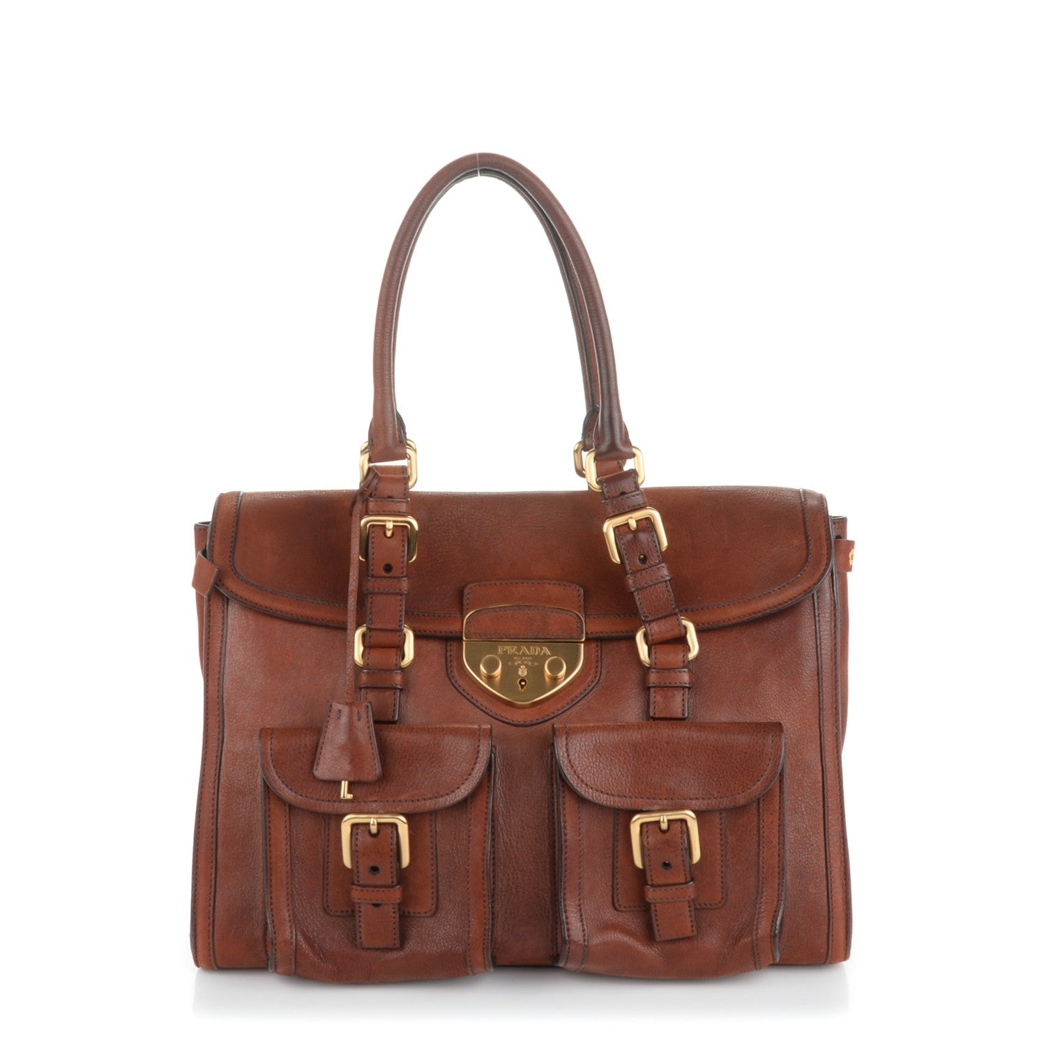 Prada Buffalo Briefcase Palissandro 1 of 7