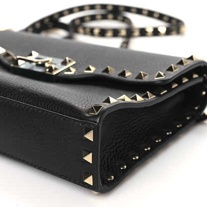 Valentino Garavani Pebbled Calfskin Medium Rockstud Flip Lock Crossbody Bag Black 9 of 9