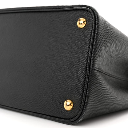 Prada Saffiano Cuir Large Double Bag Black Fuoco 9 of 15