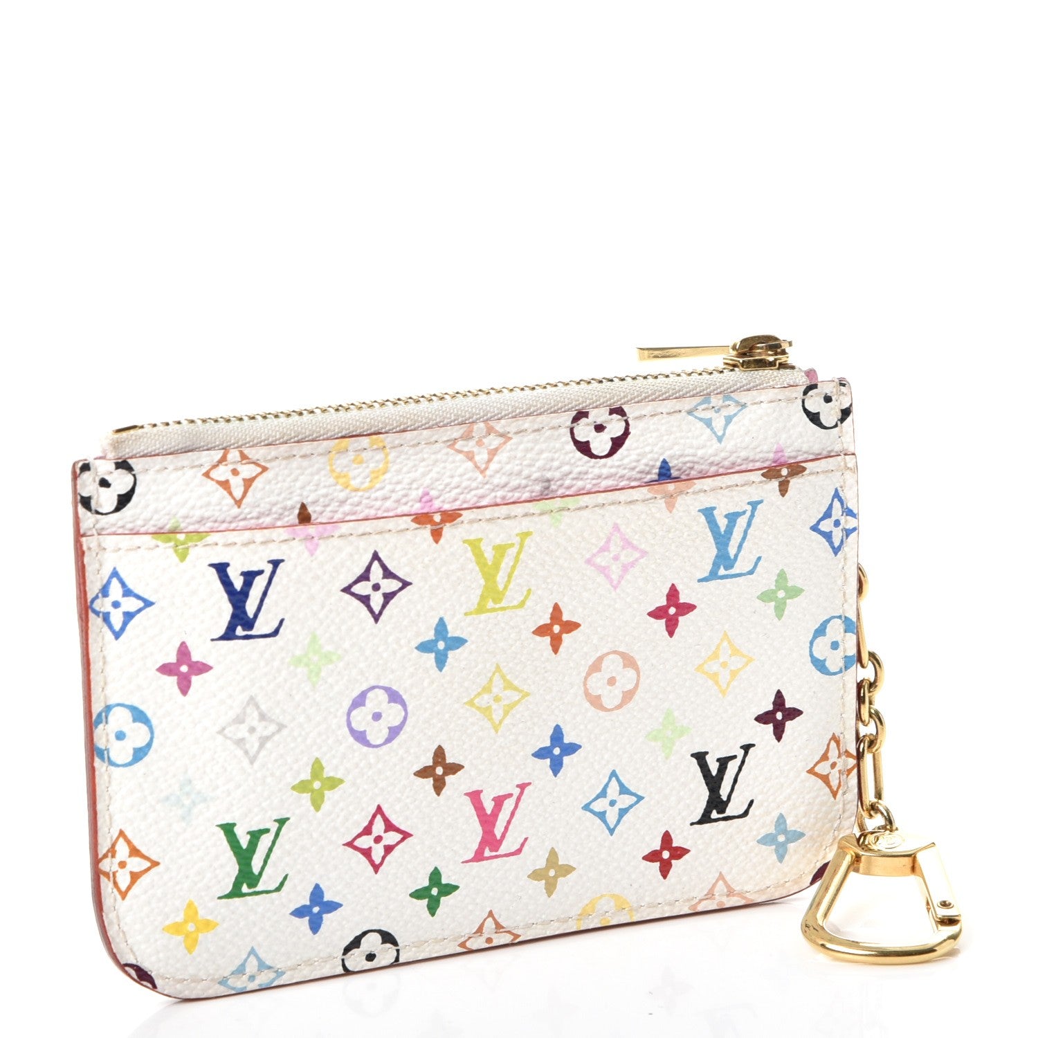 Louis Vuitton Monogram Multicolor Key Pouch White Litchi 3 of 7