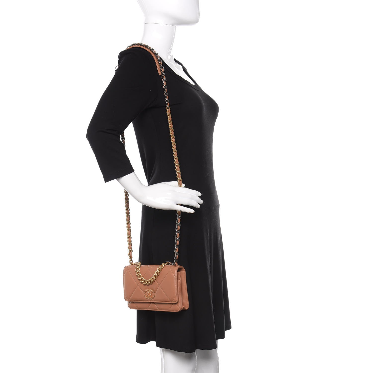 Chanel Lambskin Quilted 19 Wallet On Chain WOC Brown 2 of 11