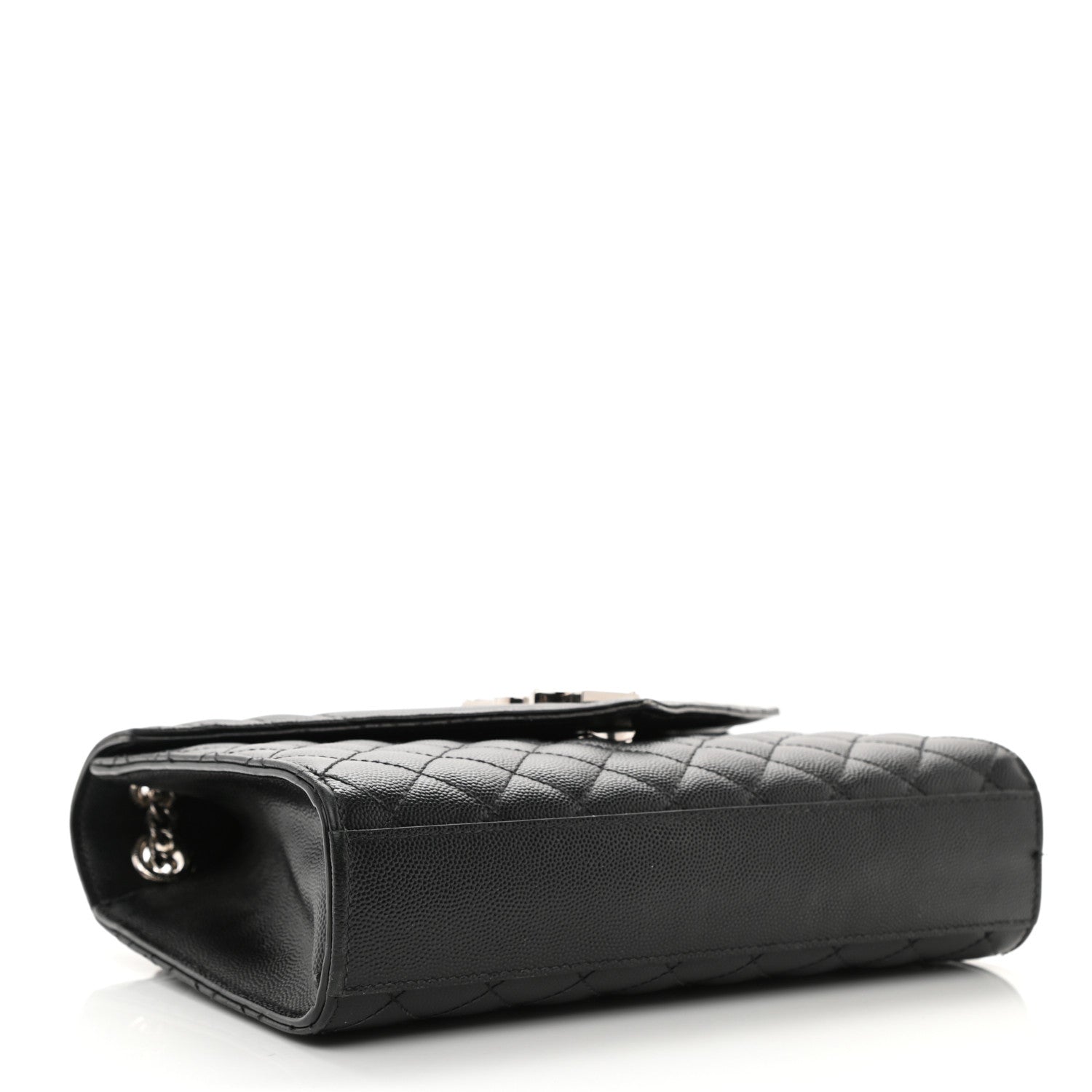 Saint Laurent Grain De Poudre Textured Mixed Matelasse Triquilt Medium Monogram Satchel Black 4 of 14