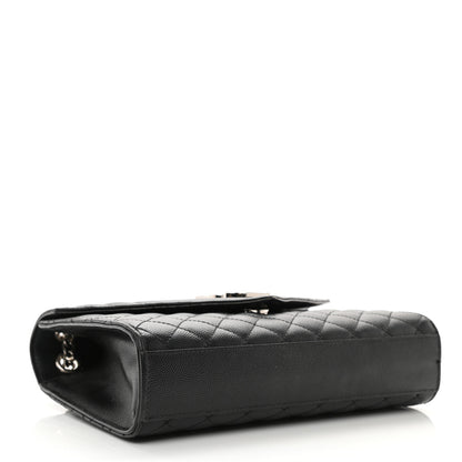 Saint Laurent Grain De Poudre Textured Mixed Matelasse Triquilt Medium Monogram Satchel Black 4 of 14