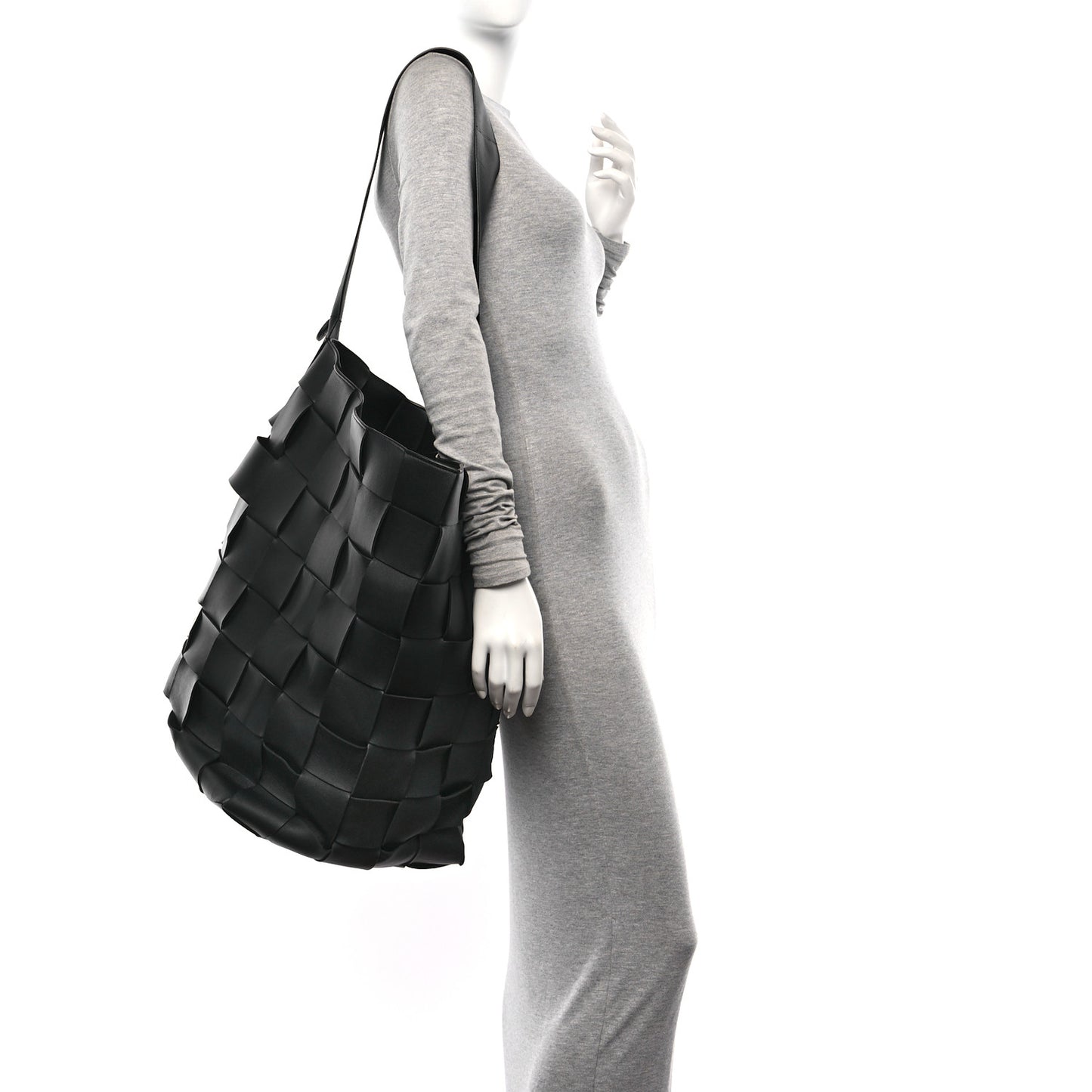 Nappa Maxi Intreccio Large Shoulder Bag Black