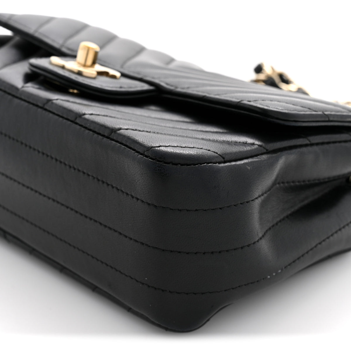 Chanel Lambskin Chevron Quilted Mini Rectangular Flap Black 12 of 13